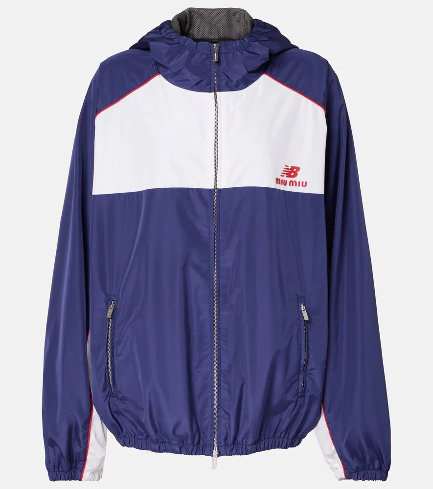 Спортивная куртка New Balance из поплина Miu Miu, синий