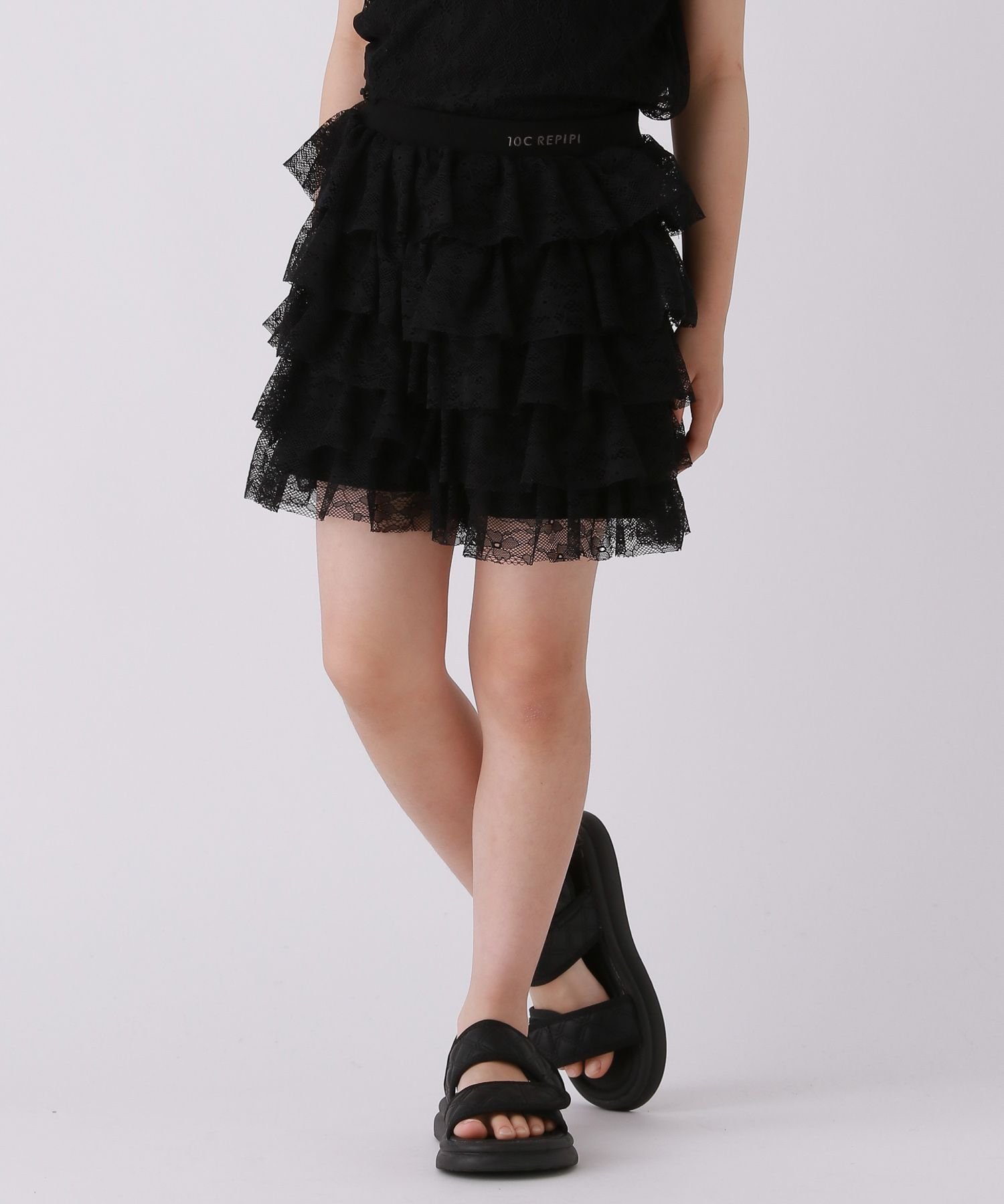 Брюки Многоярусные кружевные кюлоты 10C Repipi, Black 09