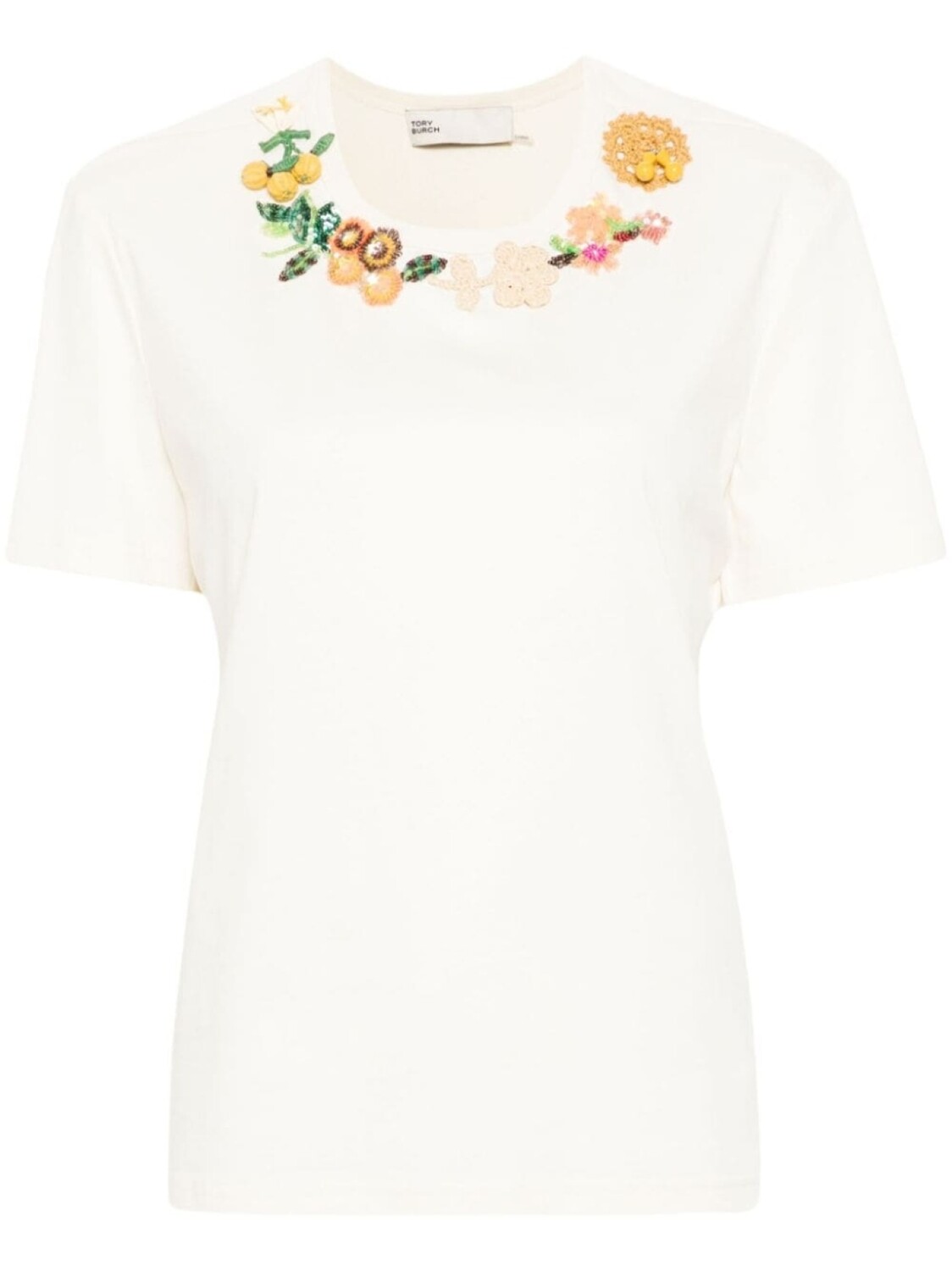 

Tory Burch футболка из хлопка с декором, нейтральный цвет