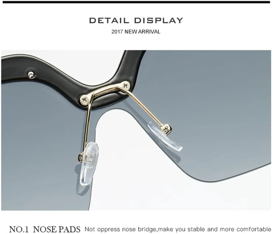 

Женские винтажные солнцезащитные очки без оправы, большие, с широкой оправой, мужские ретро-очки, женские очки с защитой от УФ-излучения UV400 HDUBFY, Tea