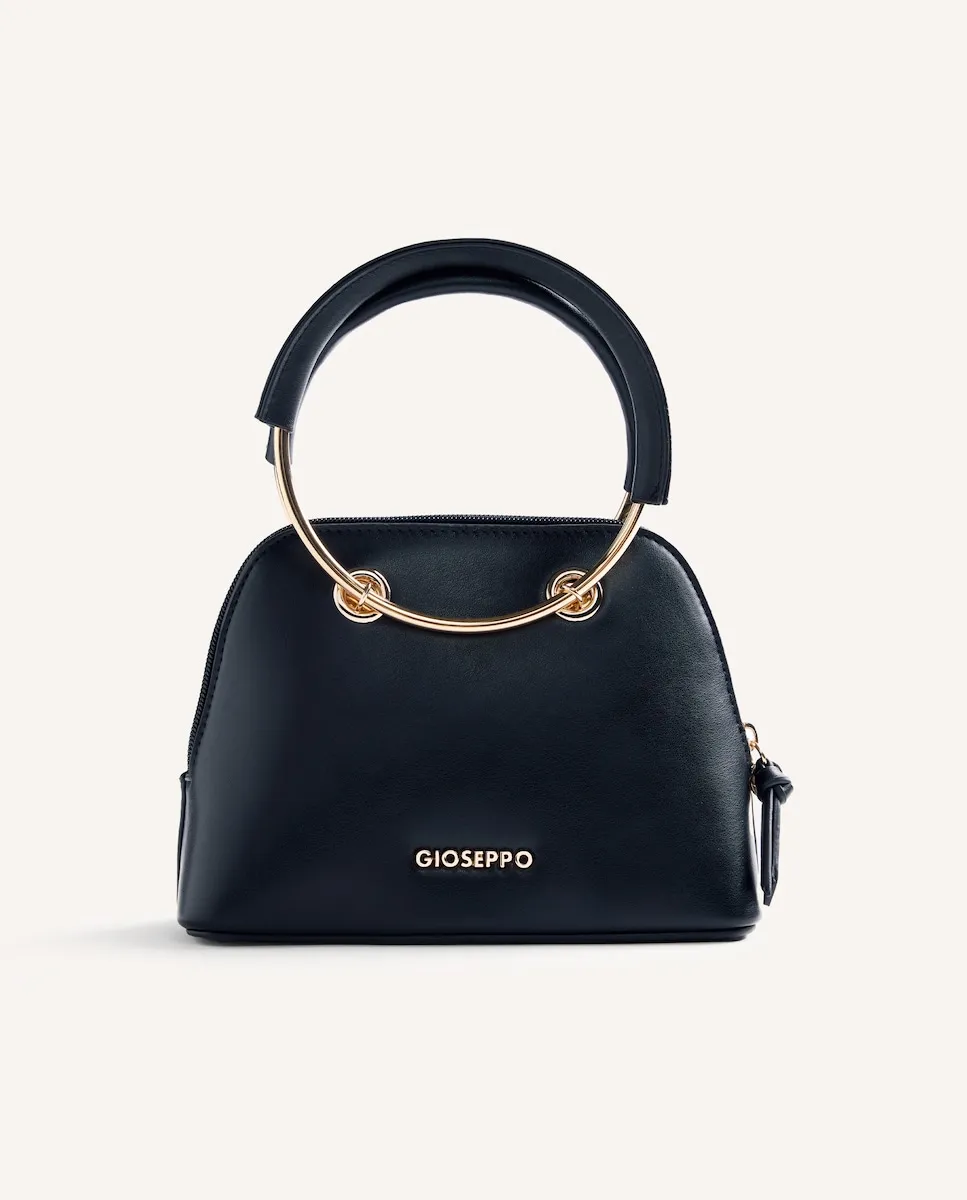 

Сумка с металлическими деталями, магнитной застежкой и молнией, длинной ручкой Gioseppo, черный