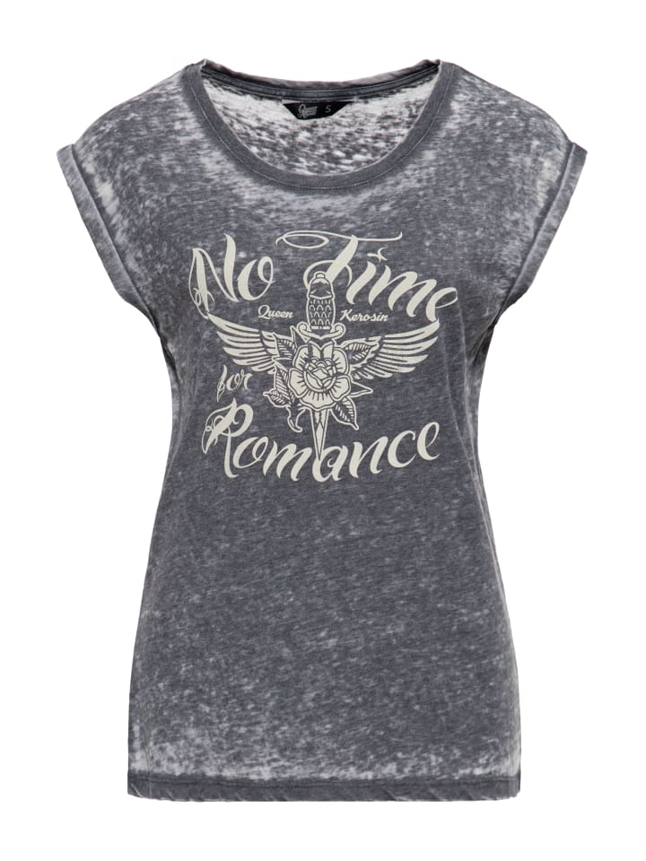 

Футболка Queen Kerosin "No Time For Romance" серого цвета