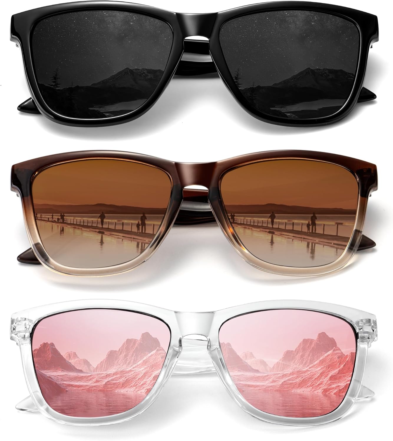 

Поляризованные солнцезащитные очки для женщин, модные классические ретро-очки, дизайнерские солнцезащитные очки для мужчин, винтажные модные очки с защитой UV400 CIFOYA, Black-gradient Brown-transparent Frame Pink