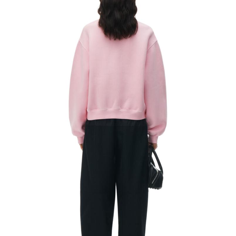 Alexander Wang Толстовка SS24 Puff Logo в стиле Terry для женщин, розовая — фото 3