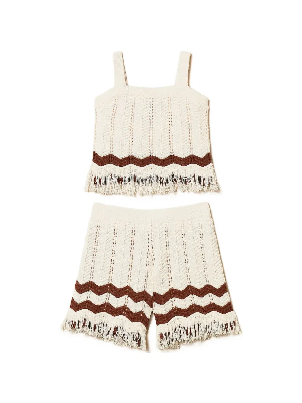 Комплект из топа и шортов с узором зигзаг Twinset Kids, нейтральный
