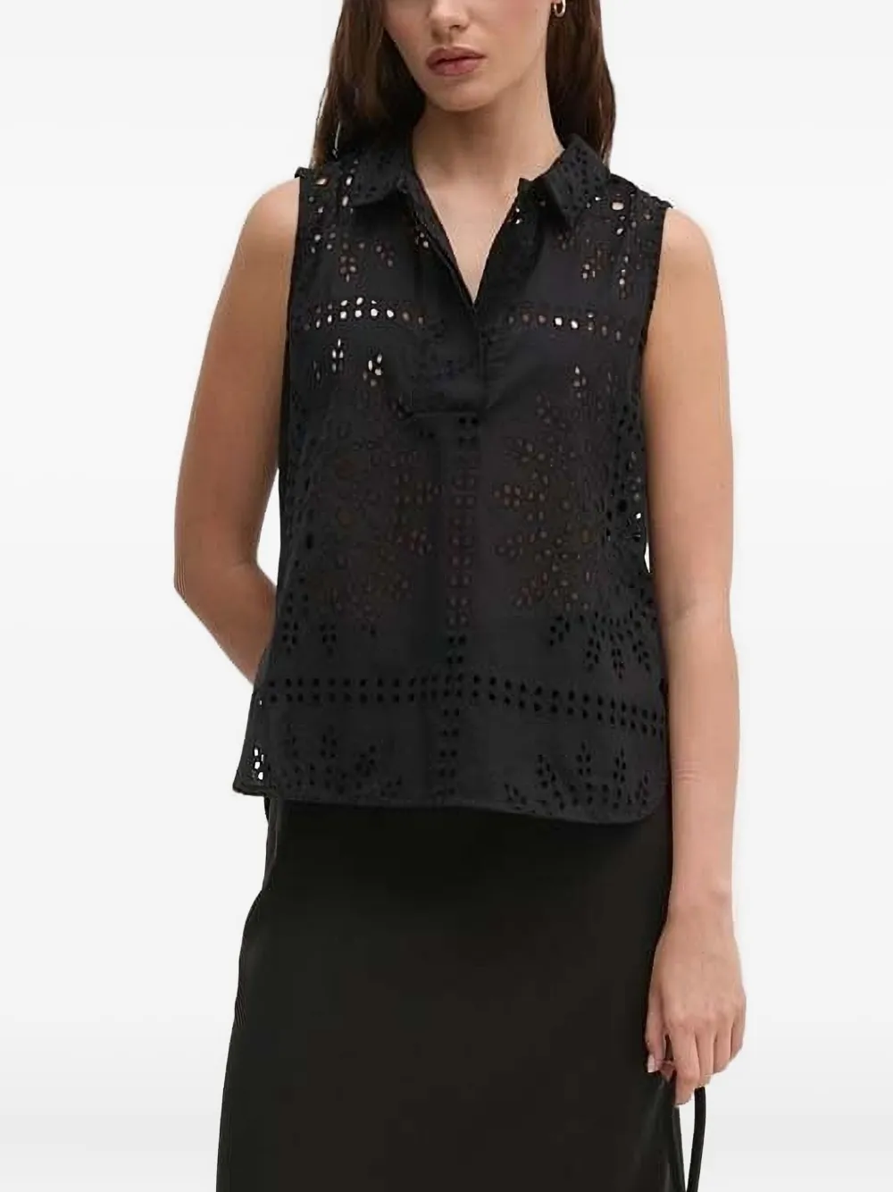 

Блузка без рукавов с вышивкой Sandro Ferrone, черный