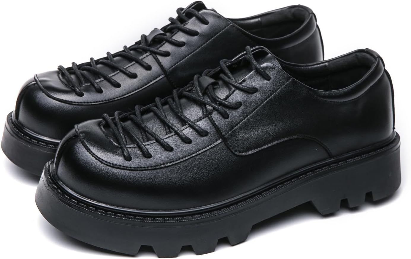 

Мужские кожаные туфли на шнуровке Oxfords с нескользящей резиновой подошвой и удобными стельками для официального офиса и повседневной носки Lshwcift, черный