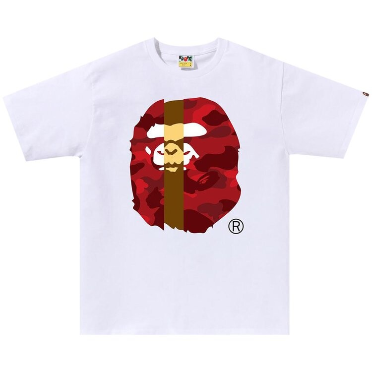 

Футболка BAPE Color Camo Transform Big Ape Head Tee, цвет White/Red