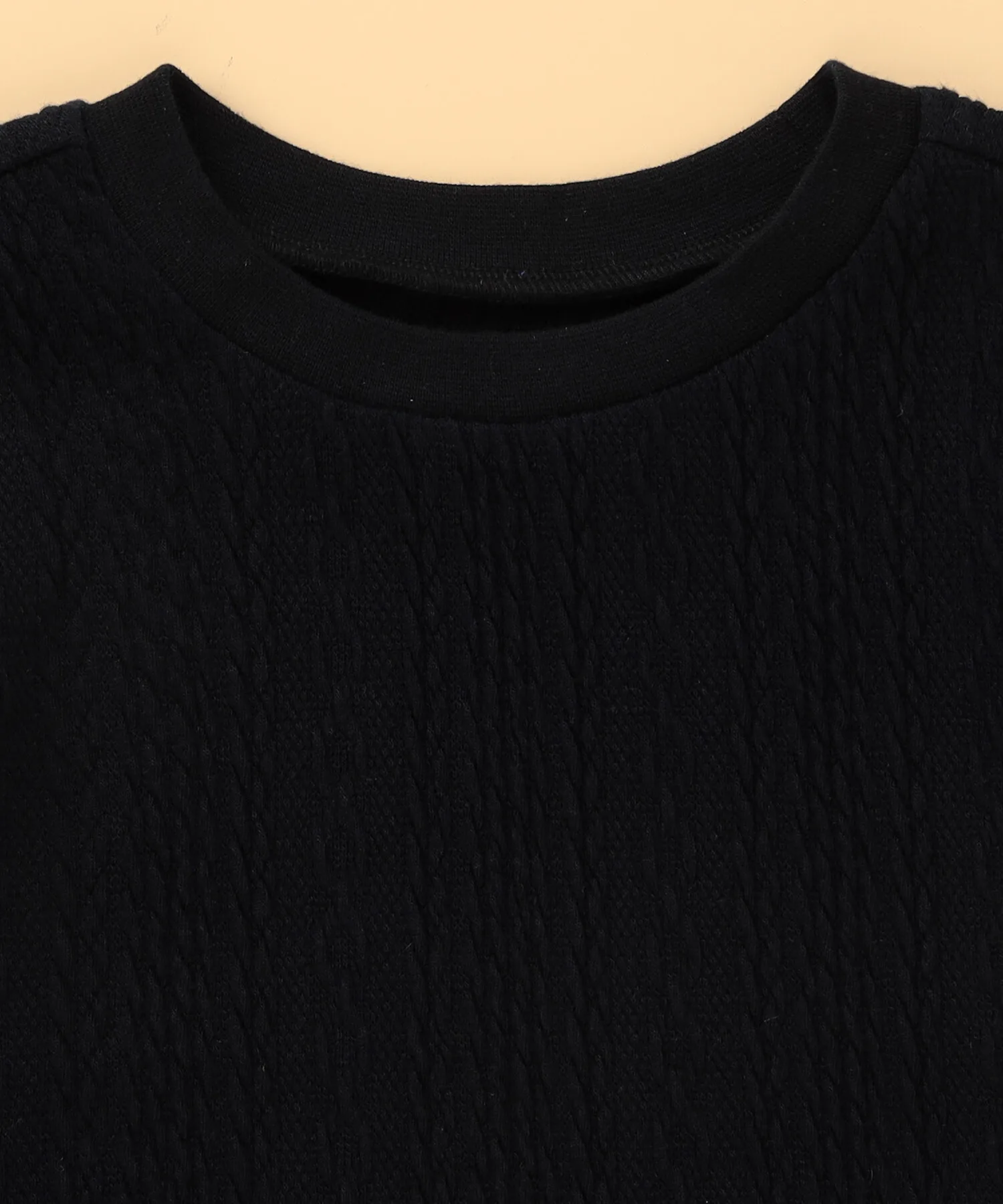 Детская футболка с имитацией слоёв Cable Jacquard COMME CA ISM бежевая — фото 3