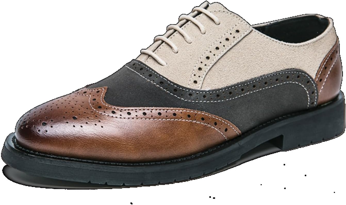 

Мужские оксфорды с двухцветной искусственной кожей, шнуровкой, заостренным носком и крылышками, формальная деловая обувь Foapts, коричневый