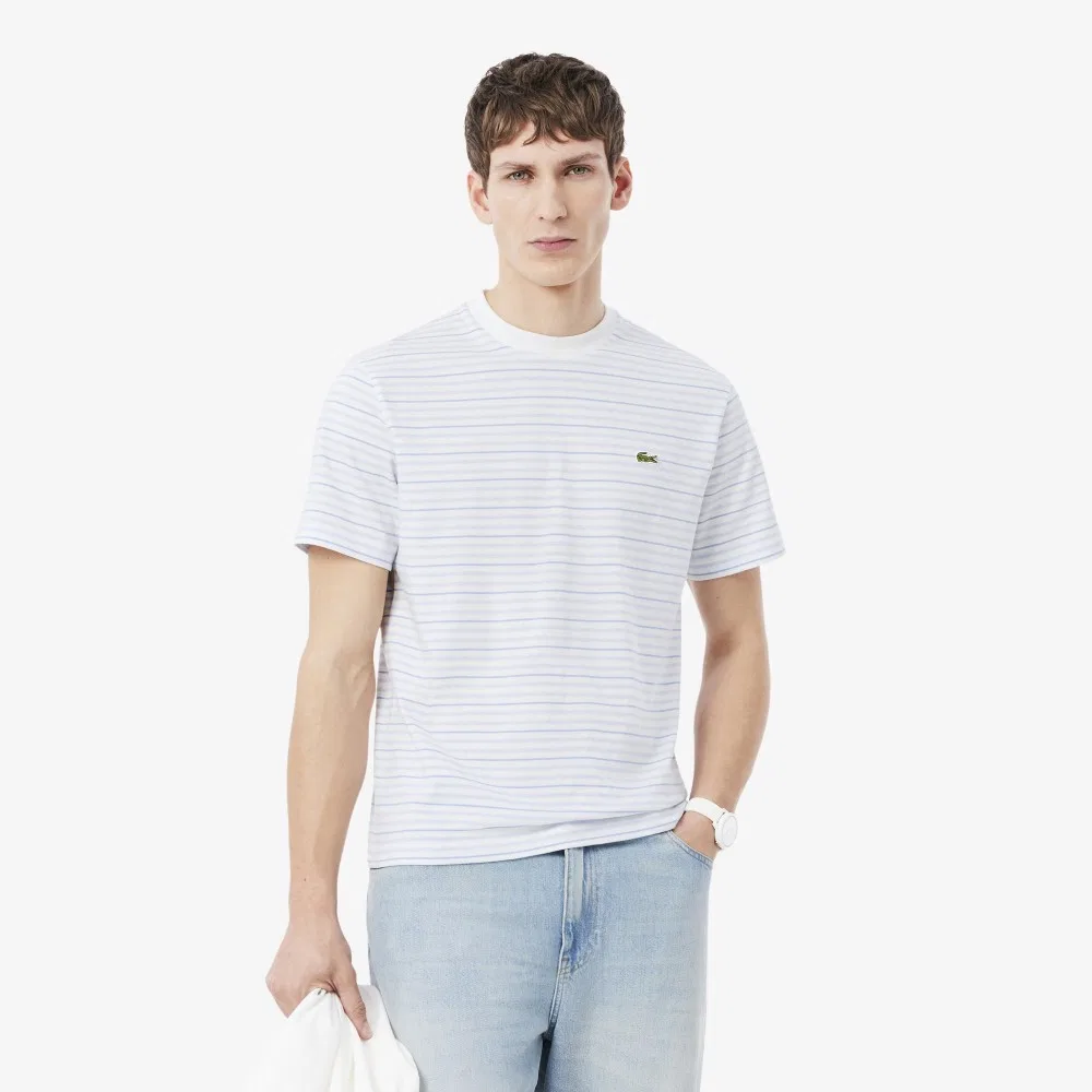 Мужская футболка в полоску Multi Stripe небесно-голубого цвета от Lacoste