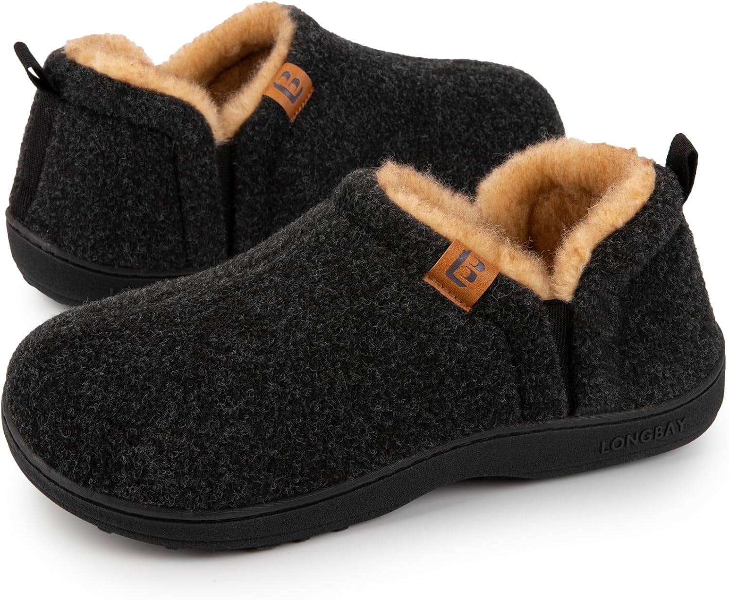 

Мужские тапочки LongBay, теплые домашние с мемори-пенной стелькой, для дома и улицы, зимние, черный