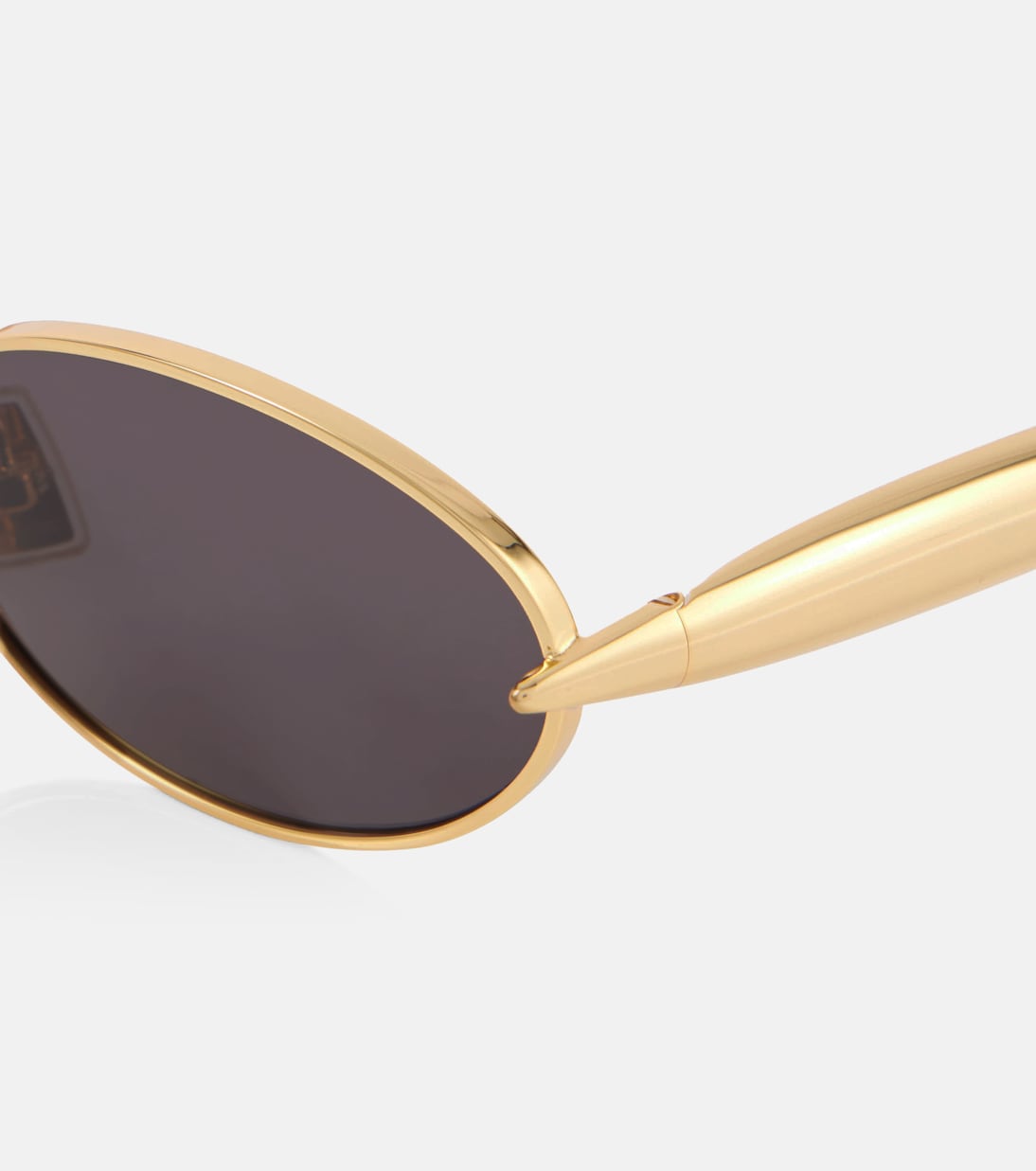 Овальные солнцезащитные очки Sardine Bottega Veneta, Gold-Gold-Grey — фото 2