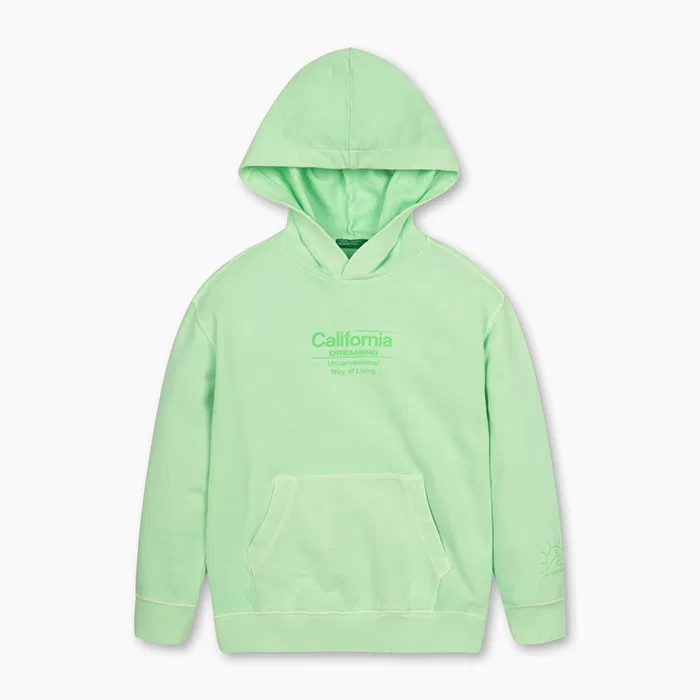 Детский худи Pigment зелёного цвета от Benetton Kids