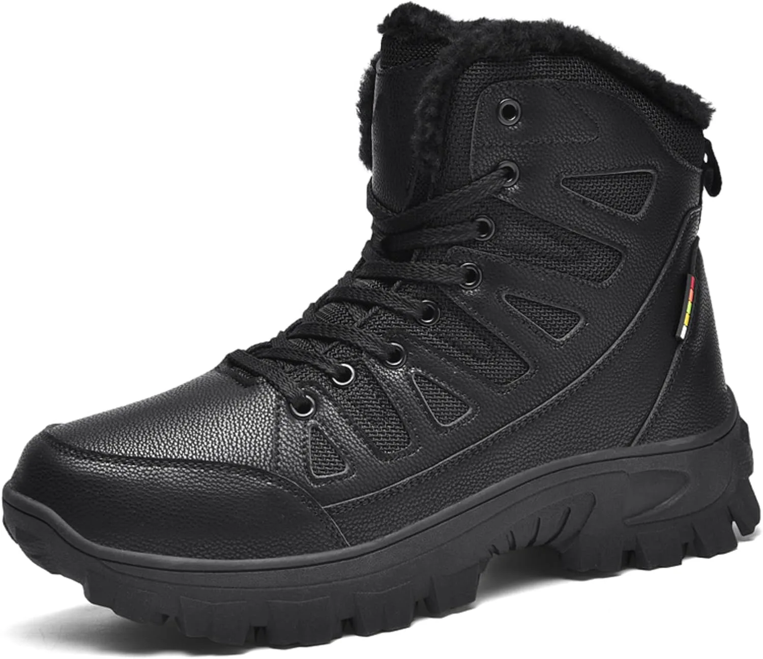 

Мужские зимние ботинки водонепроницаемые с теплой шерстяной подкладкой, зимние походные ботинки, противоскользящие, удобные для работы на улице, ботинки для туристов и трекинга Generic, черный