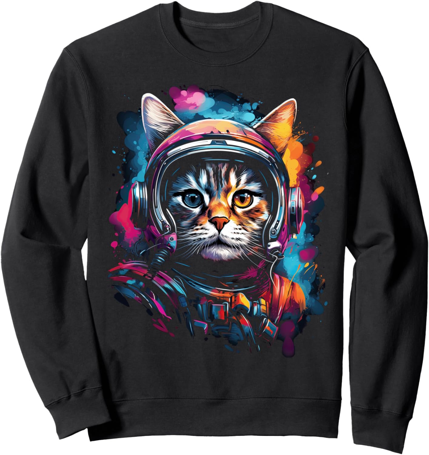 

Толстовка с изображением котенка в стиле «Космос и галактика НЛО» и астрокробатическим рисунком Astrokitty For Cat And Space Fans, черный