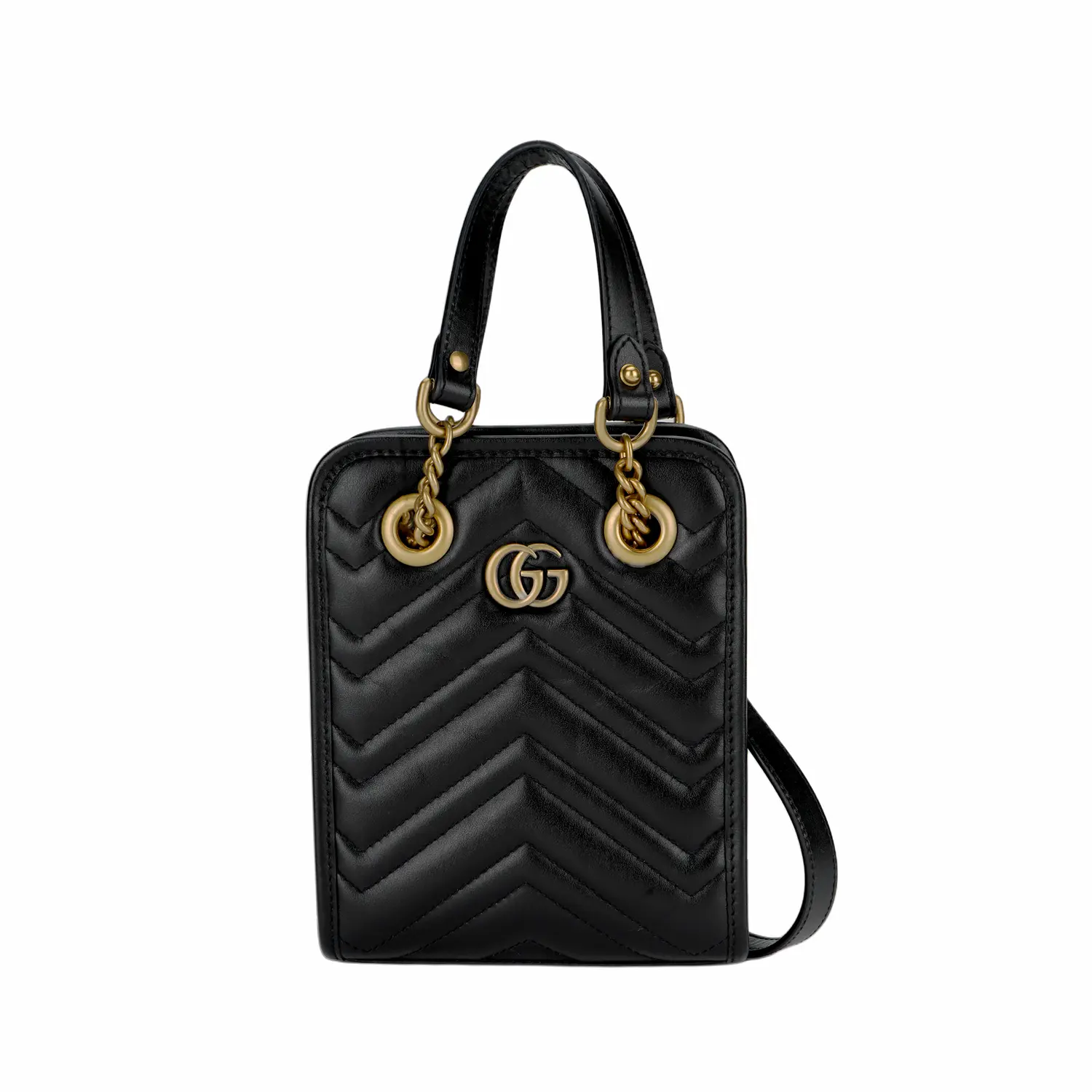 

GUCCI Кожаная стеганая сумка Монт Шоппер Переносная кроссбод Мини женская черная