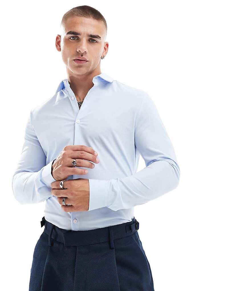 

Бледно-голубая рубашка скинни ASOS DESIGN