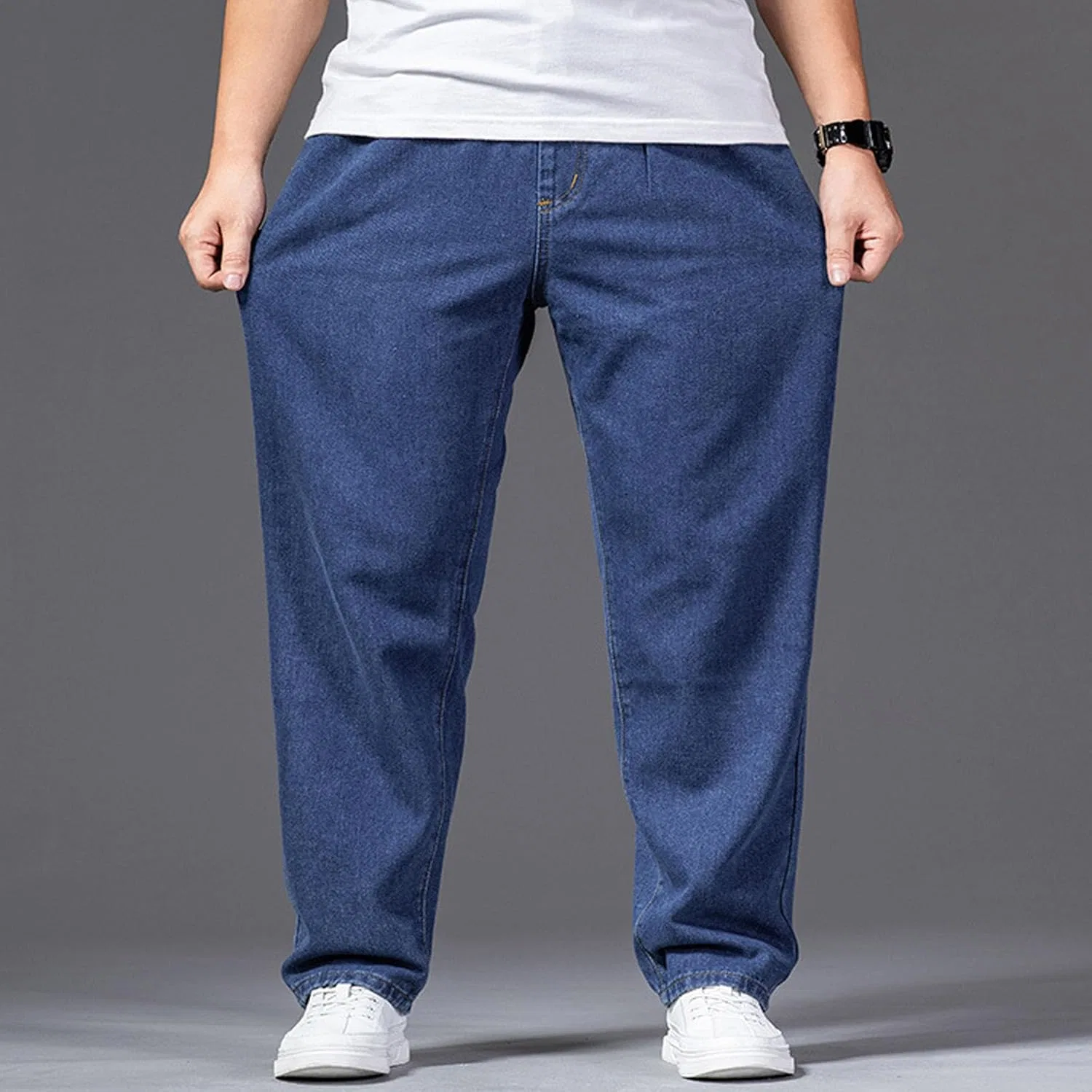 Джинсы свободные, Men's Plus Size Baggy Jeans, синие — фото 4