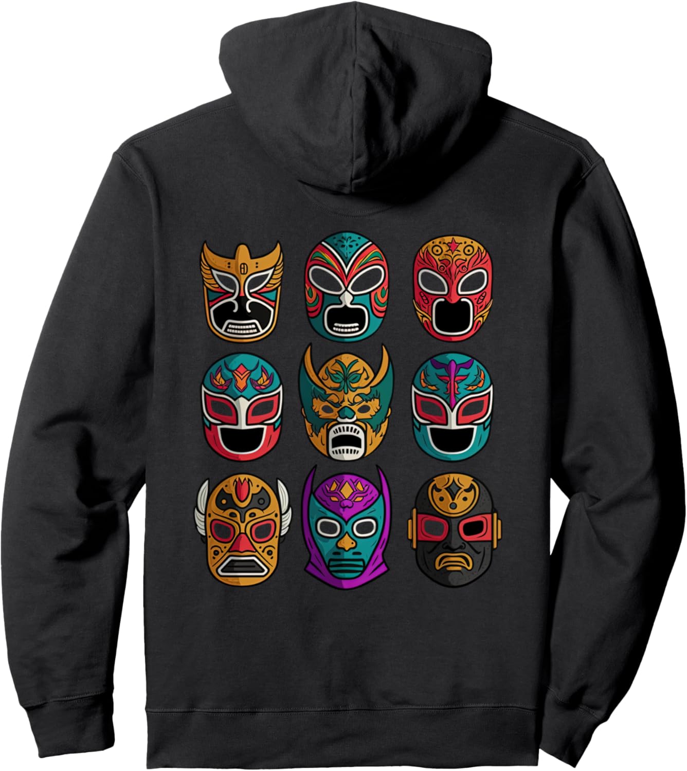 

Худи в стиле ретро с маской борца лучадора, черного цвета Retro Lucha Libre Mexican Wrestling Mask Hoodie