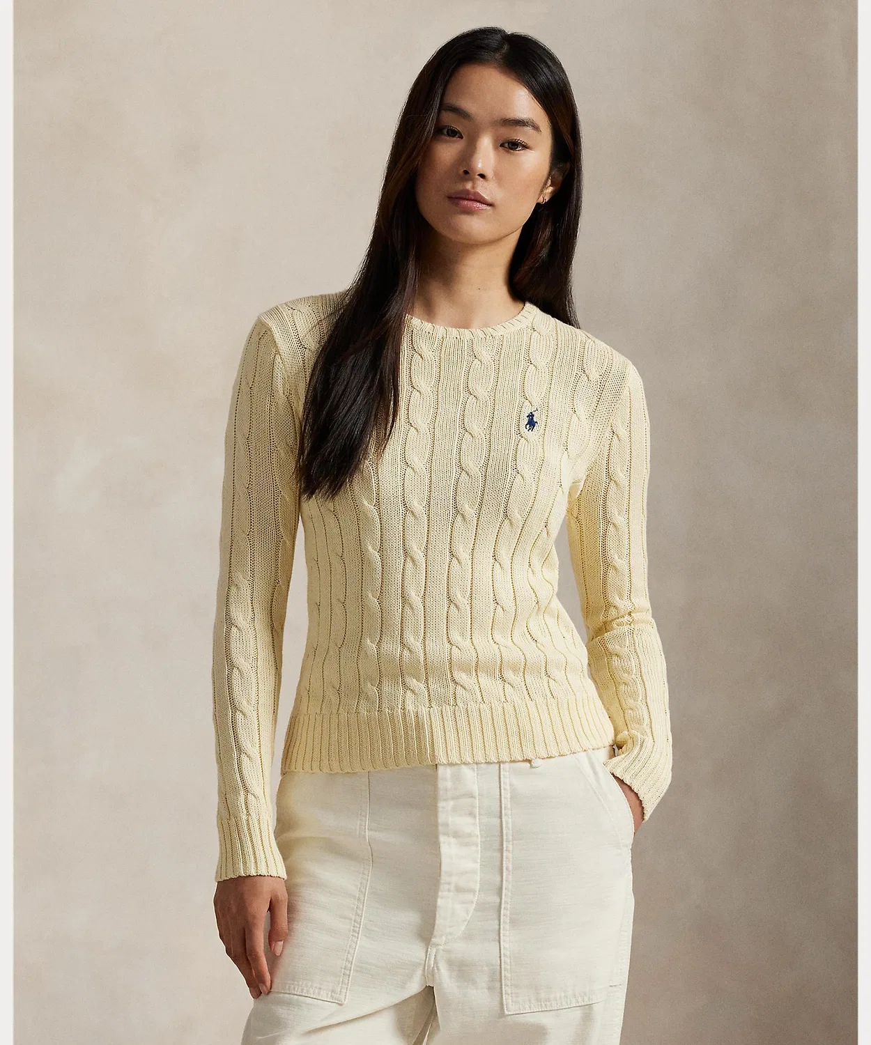 Свитер с косами хлопковый Polo Ralph Lauren, натуральный