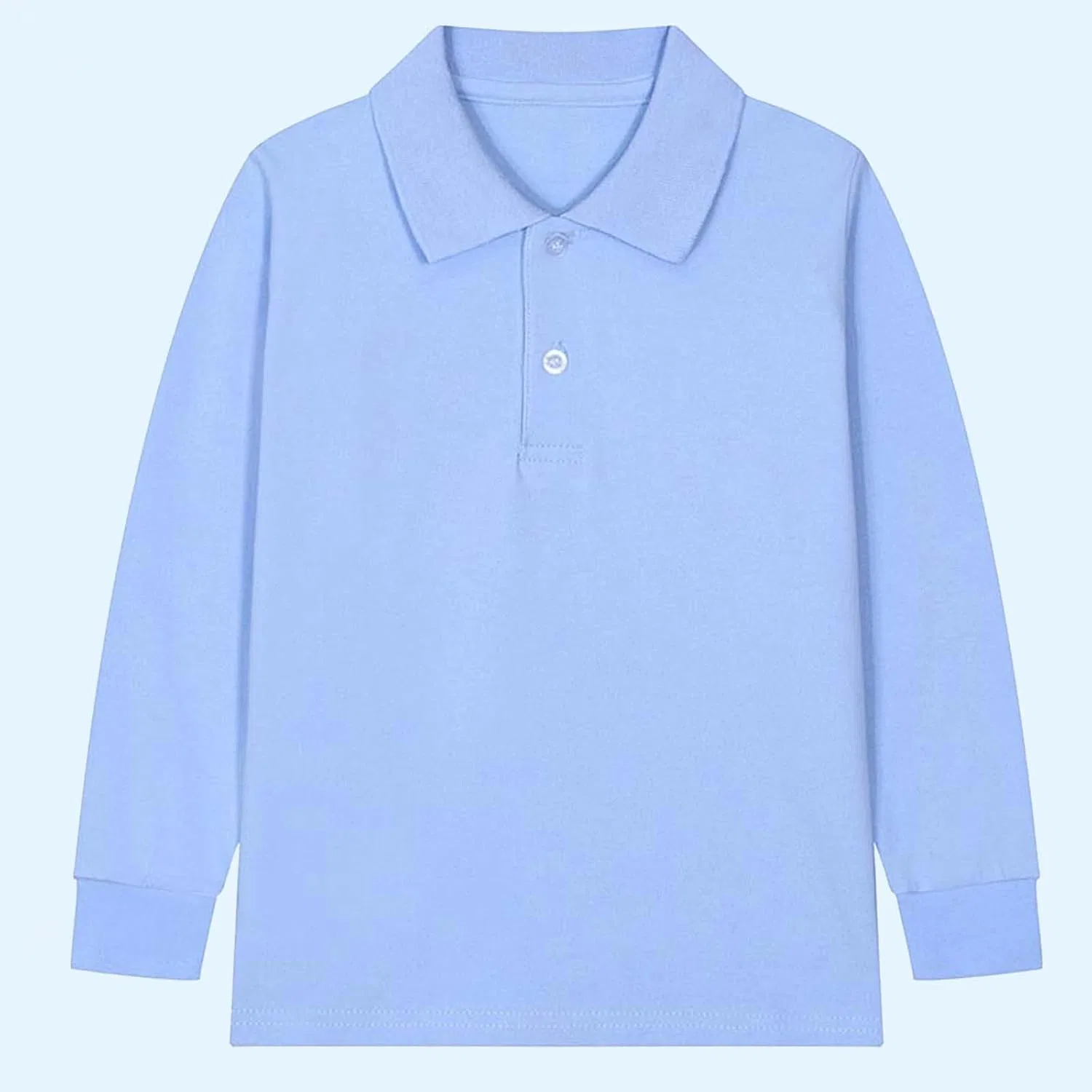Детская футболка поло с длинным рукавом, Solid Color, синий — фото 2