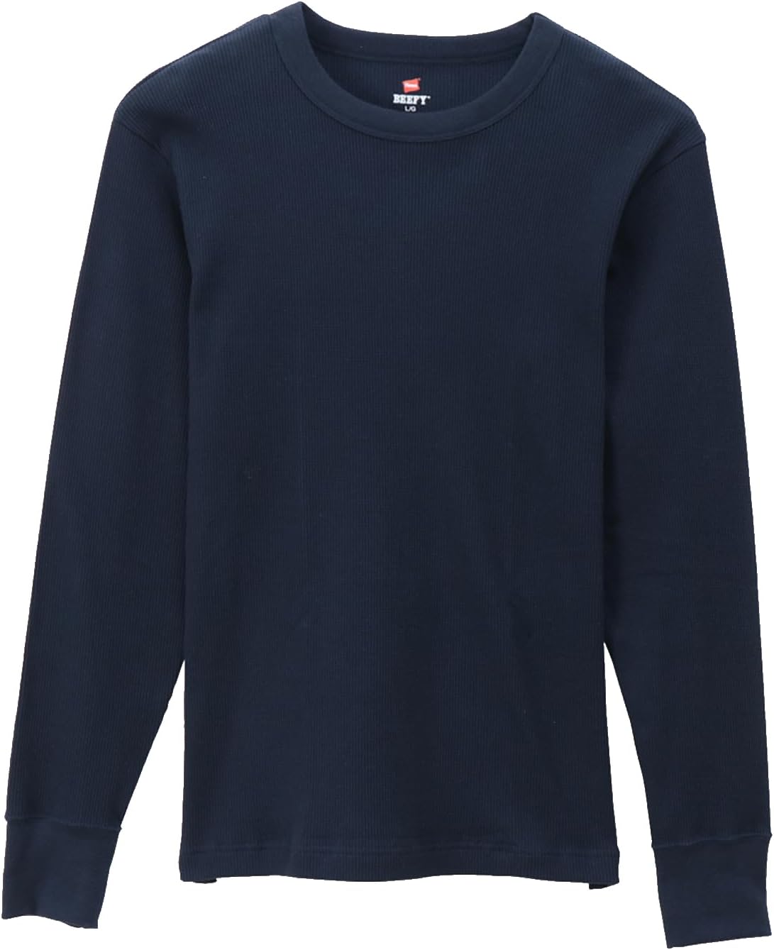 

Мужская футболка Hanes HM4-Q103 с длинным рукавом, термофутболка, защита от холода, теплая, круглый вырез, длинный рукав, однотонная, вафельная, BEEFY Thermal Crew Neck, темно-синий