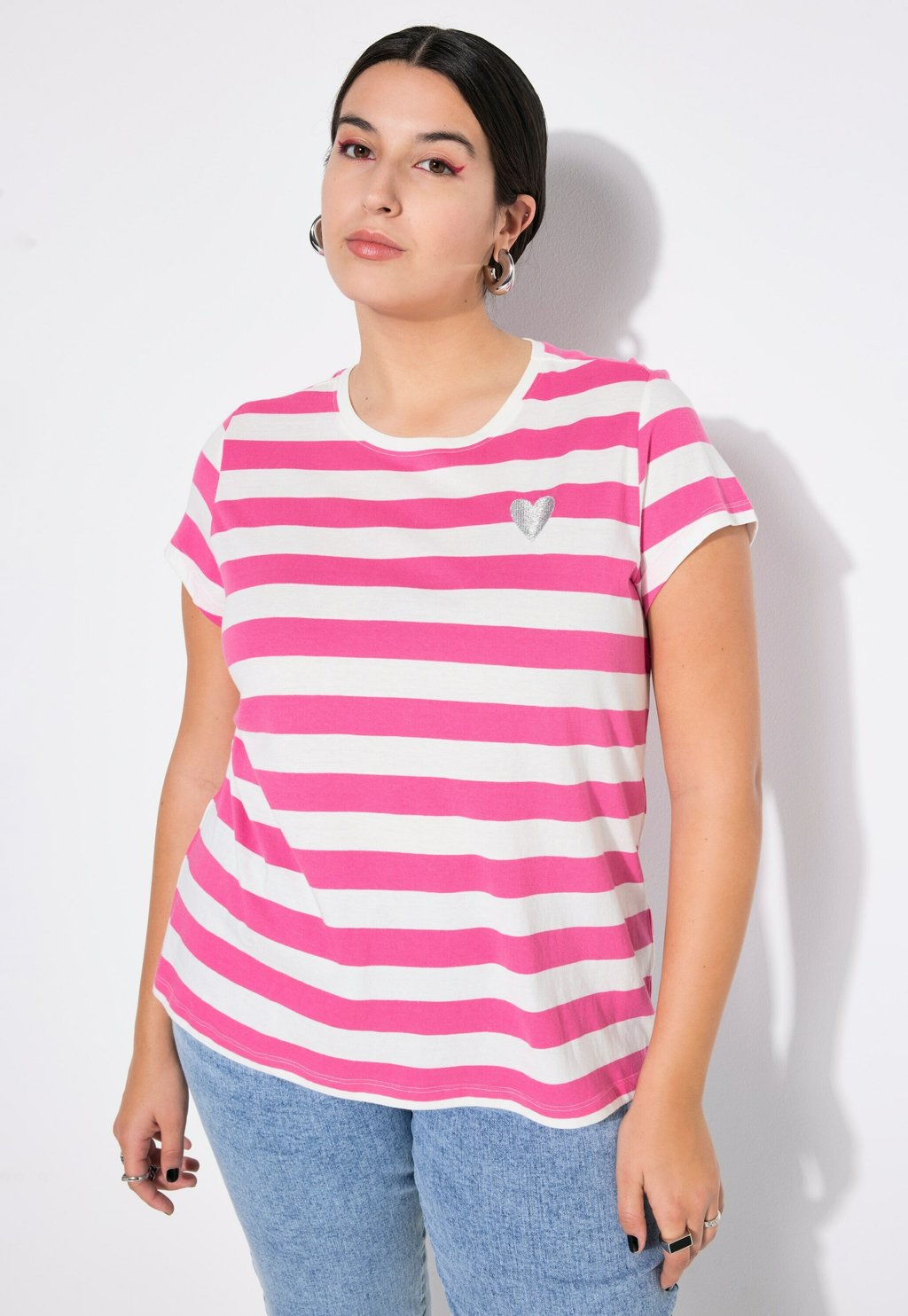 

Футболка с принтом STRIPED CAP SLEEVE Studio Untold, фуксия