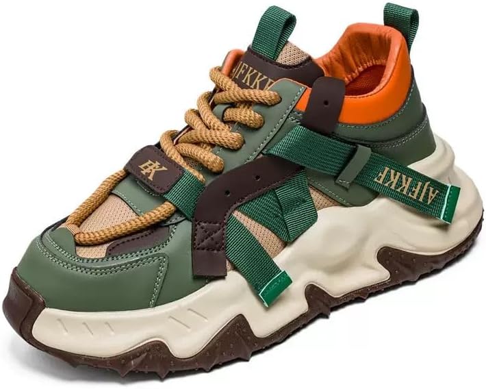 

Мужские стильные удобные кроссовки на шнуровке с толстой подошвой- дышащие кроссовки для прогулок и путешествий на все сезоны Minlaidian, зеленый