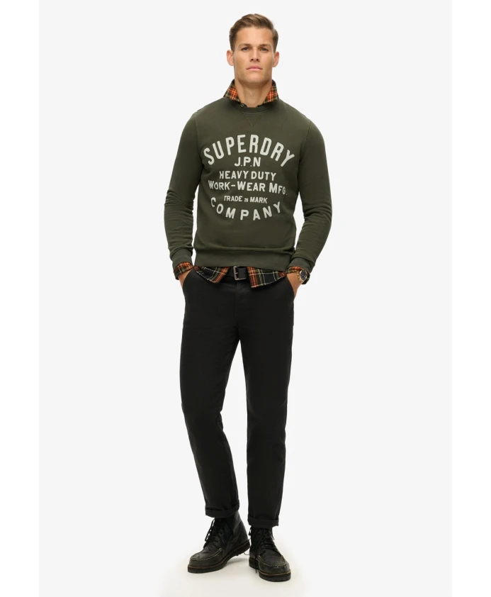 Зеленый пуловер с круглым вырезом, 100% хлопок. Superdry, зеленый — фото 3