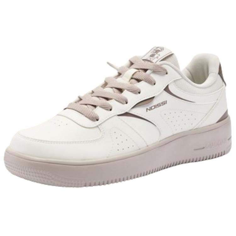 

Водостойкие износостойкие легкие широкие низкие кроссовки для скейтбординга мужские бело-серые QIAODAN, цвет слоновая кость/дымчато-серый