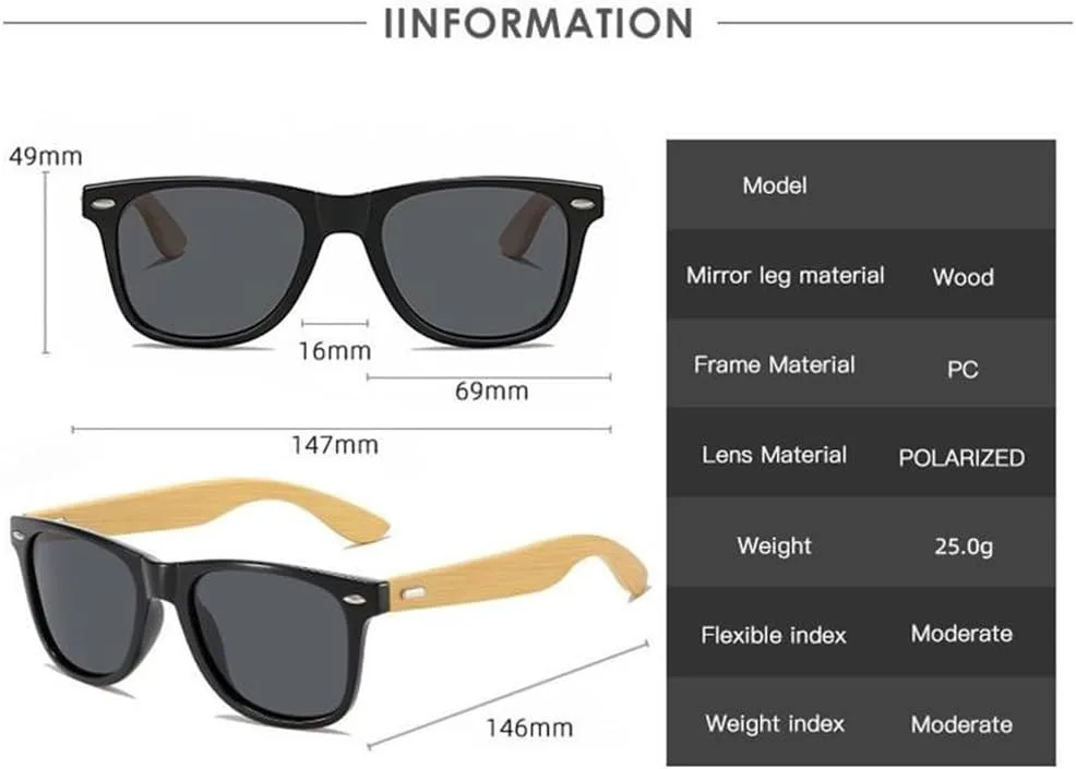 

Поляризованные солнцезащитные очки из бамбукового дерева для мужчин и женщин, с зеркальным покрытием, в стиле ретро, ​​с защитой от УФ-излучения UV400 UJNHGQ, Black