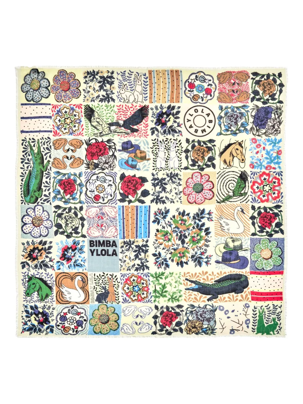 

Шерстяной шарф с цветочным принтом Bimba Y Lola, белый