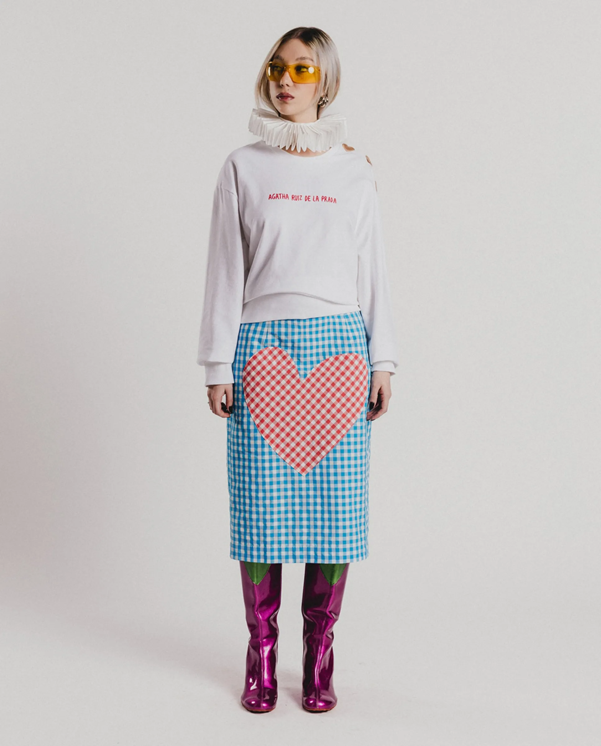 

Женский свитшот с длинным рукавом в сердечках Agatha Ruiz De La Prada, белый