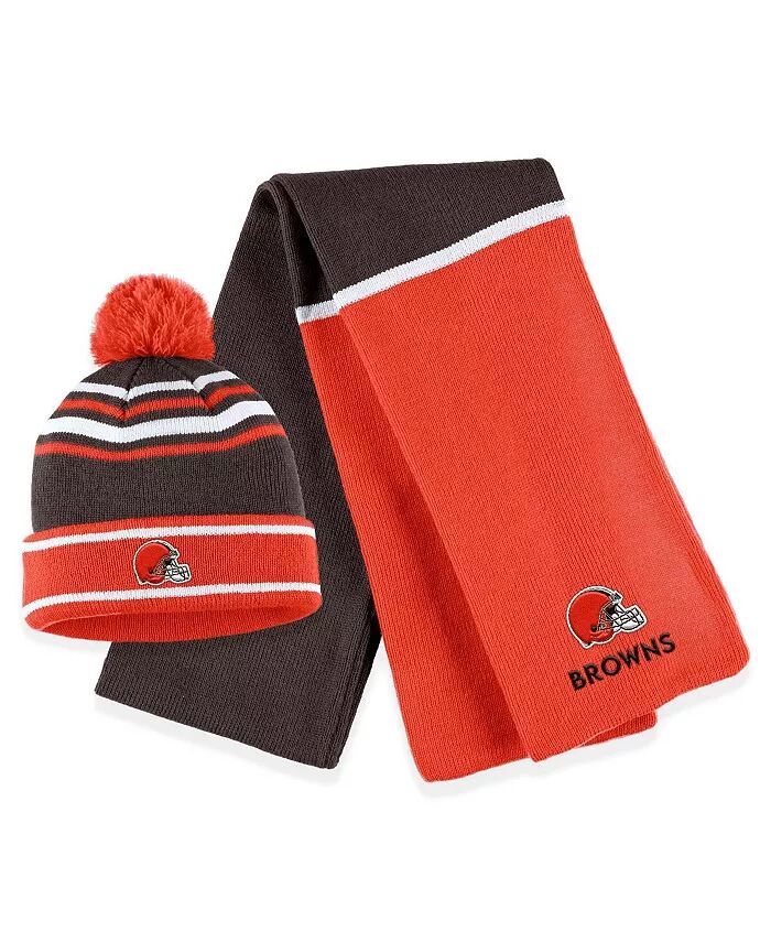 

Женская оранжевая шапка-манжета Cleveland Browns Colorblock с помпоном и шарфом в комплекте WEAR by Erin Andrews
