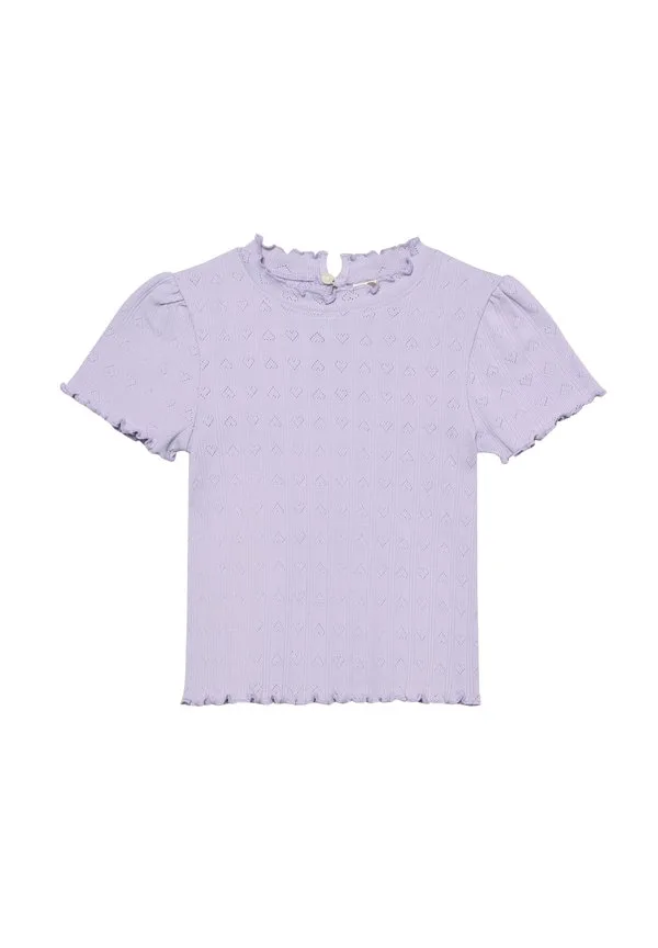Базовая футболка с коротким рукавом и ажурной отделкой En Fant, Purple Heather