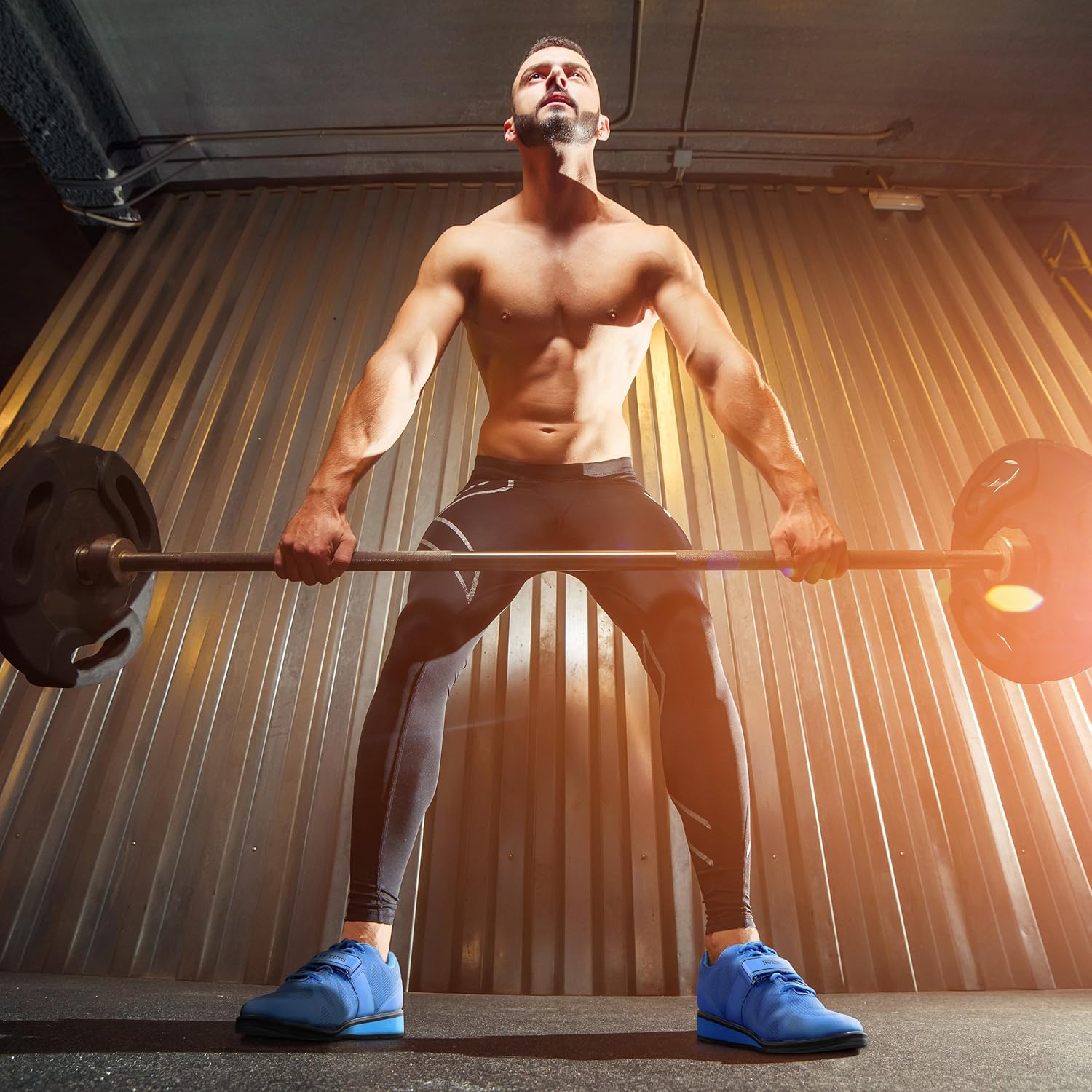 Nordic Lifting MEGIN Тяжелоатлетические ботинки - Обувь для зала с приподнятым каблуком для пауэрлифтинга, тяжелой атлетики и силовых тренировок - Тренировочные ботинки с нескользящей подошвой для мужчин, синий — фото 4