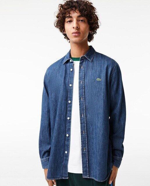

Мужская рубашка стандартного кроя Lacoste из денима из органического хлопка Lacoste, синий