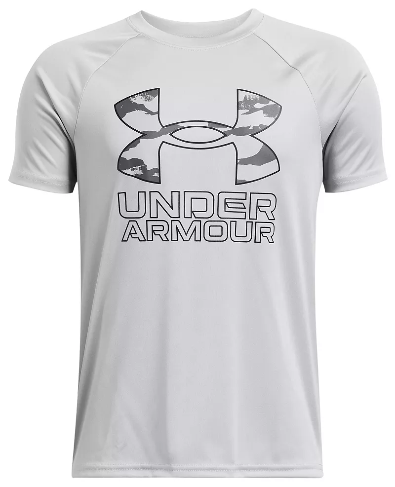 

Футболка с гибридным принтом Under Armour для мальчиков, цвет Mod Gray/Black
