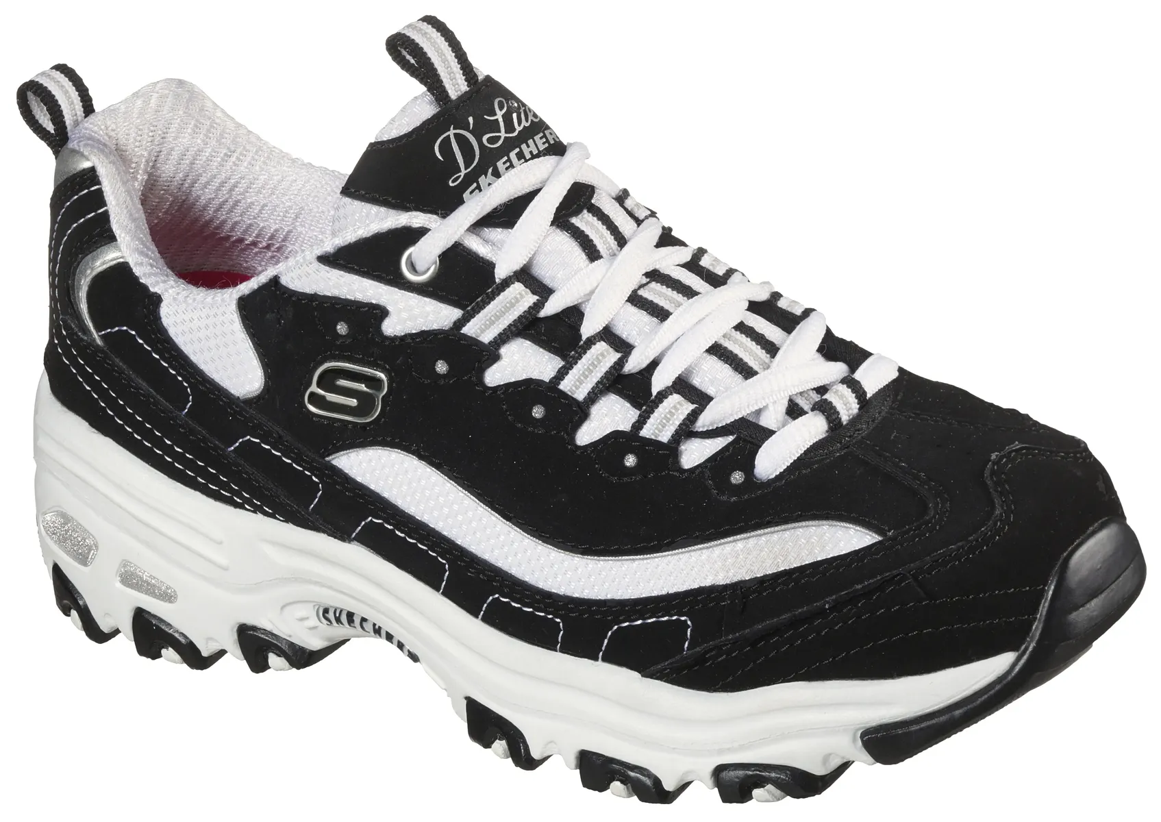 Кроссовки Skechers "D'LITES - BIGGEST FAN", ширина обуви G (=широкая), повседневная обувь, полуботинки, туфли на шнуровке, черно-белый