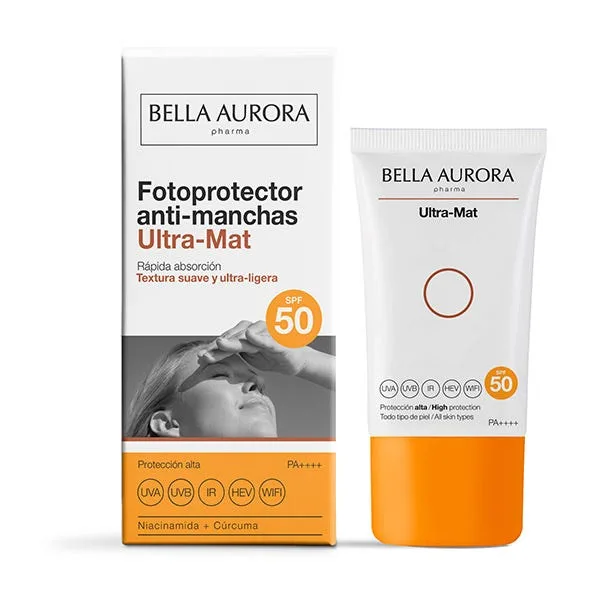 Ультраматовый солнцезащитный крем с защитой от пятен SPF50 50 мл BELLA AURORA PHARMA
