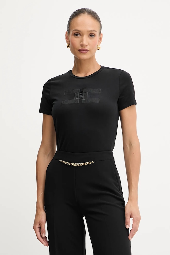 

Хлопковая футболка Elisabetta Franchi, черный