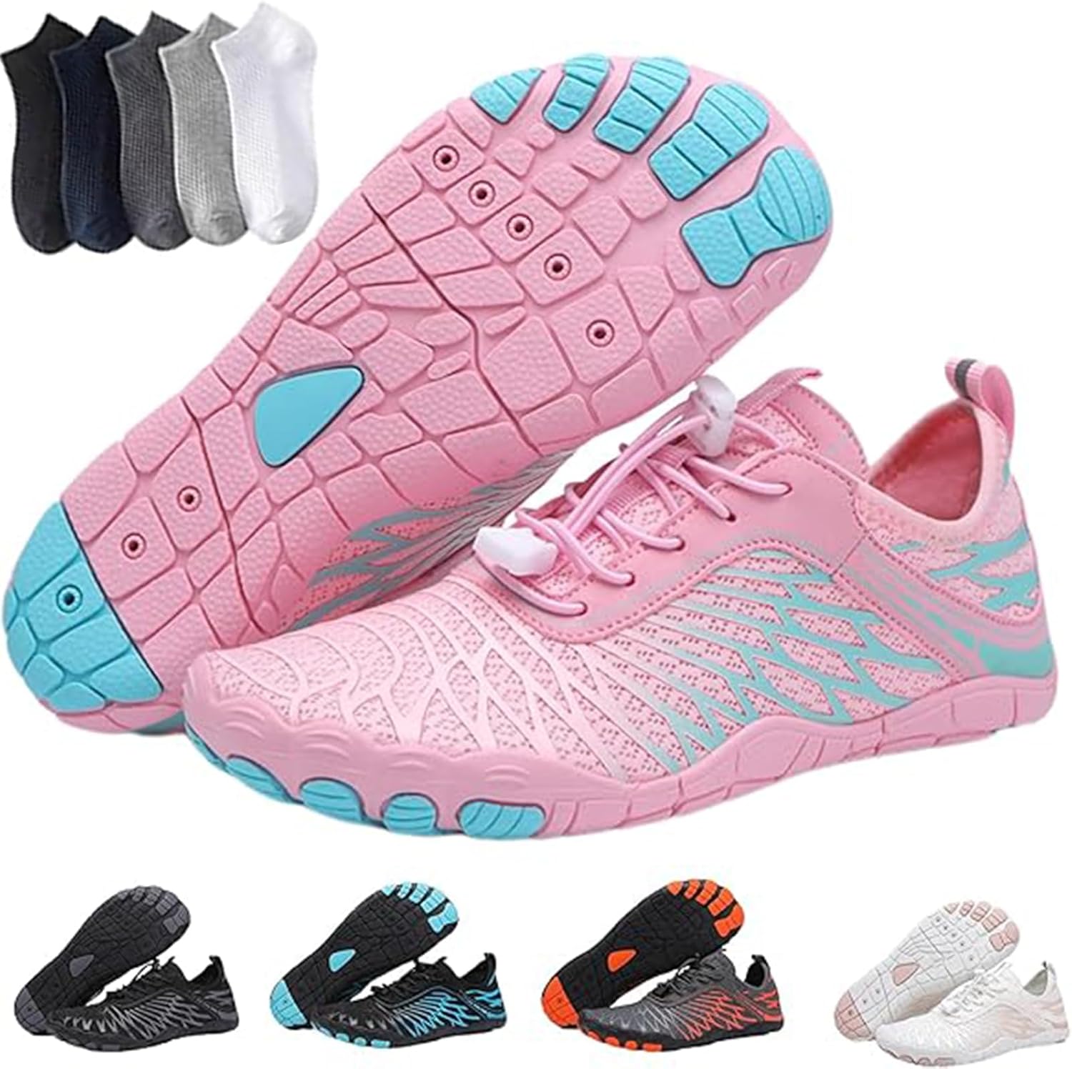 

Кроссовки с широкой носочной частью, дышащие, не скользящие, быстросохнущие, для воды, активного отдыха на улице, плавания, бассейна, пляжа, серфинга, прогулок, йоги на воде, реки, унисекс Giltpeak, розовый