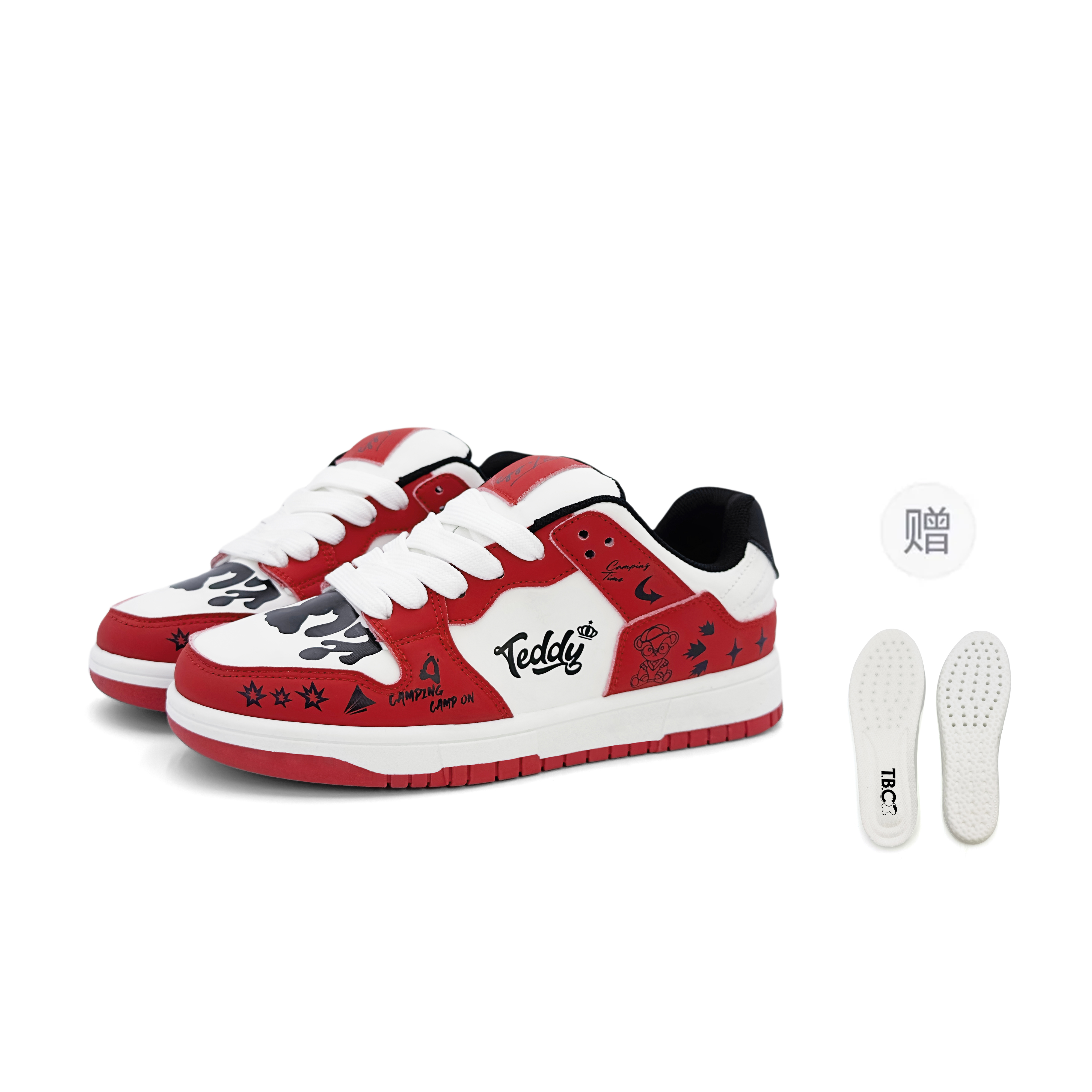

Низкие мужские кроссовки Teddy Bear Collection, White Red[Teddy Custom Box]