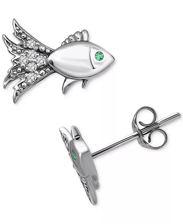 

Серьги-Гвоздики в форме рыбок с зеленым кварцем и кубическим цирконием, созданные в лаборатории, из 18-каратного золота на основе стерлингового серебра, эксклюзивно в Macy's (также доступны в исполнении из стерлингового серебра) Giani Bernini, s...