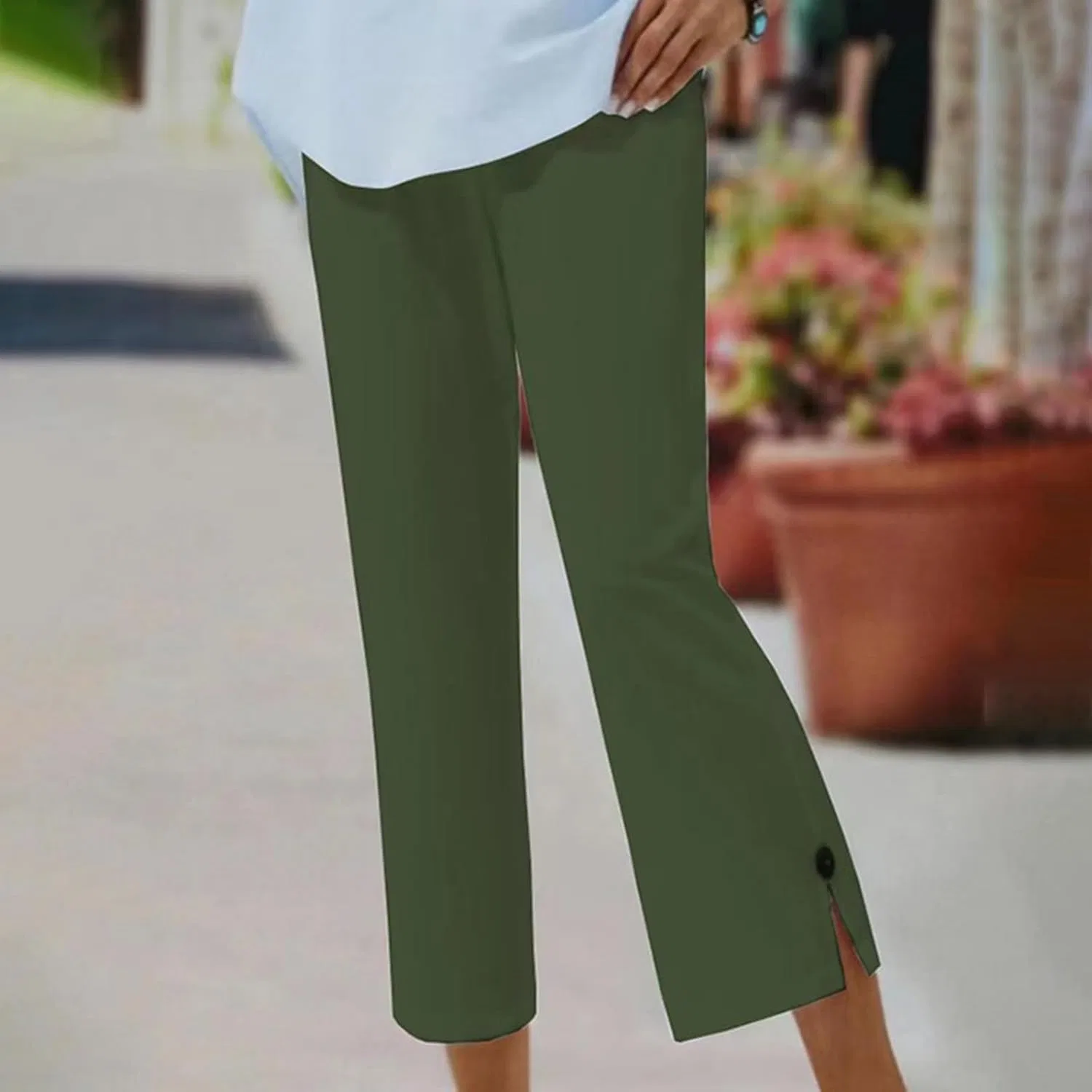 Брюки Casual, Linen, Army Green — фото 2