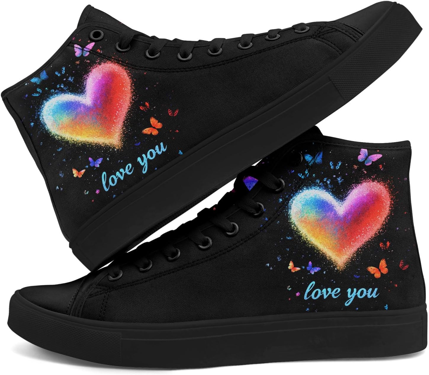 

Романтические высокие кеды на ткани для женщин и мужчин, стильная повседневная обувь ко Дню святого Валентина, унисекс, подарок для пар Awsole, черный/синий/желтый/розовый