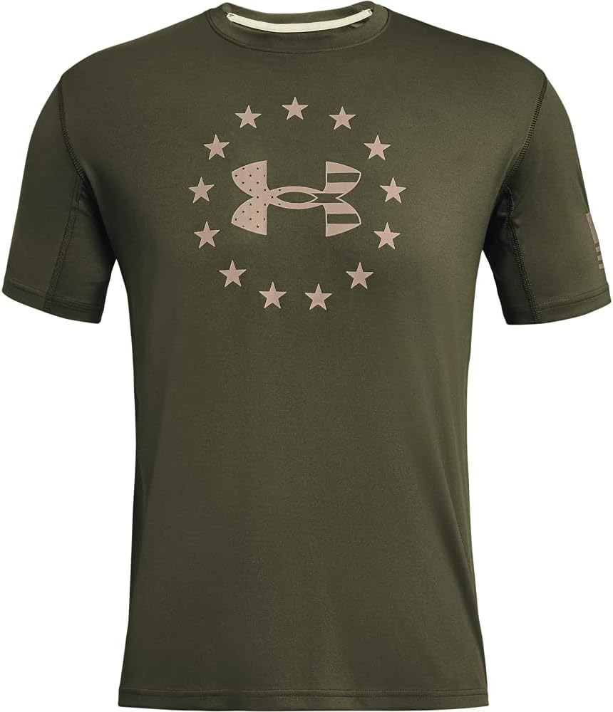 

Мужская футболка Under Armour Freedom Iso-chill с коротким рукавом, Marine Od Green (390)/Desert Sand, Зеленый, Мужская футболка Under Armour Freedom Iso-chill с коротким рукавом, Marine Od Green (390)/Desert Sand