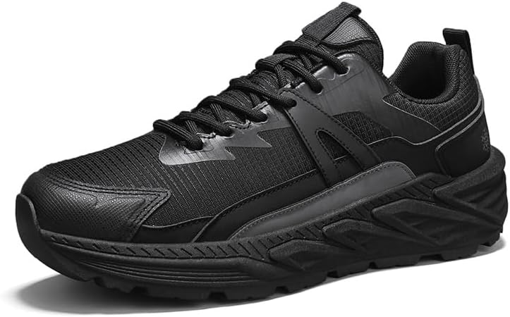

Мужские повседневные дышащие спортивные кроссовки на шнуровке с круглым носком и толстой подошвой, нескользящая обувь, подходящая для ходьбы и повседневной носки Igzbibg, черный