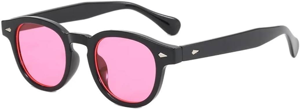 

Солнцезащитные очки для мужчин и женщин - защита UV400 - круглые заклепки, панк-леопардовый принт, для занятий спортом на открытом воздухе и вождения DSVIGF, Black Pink